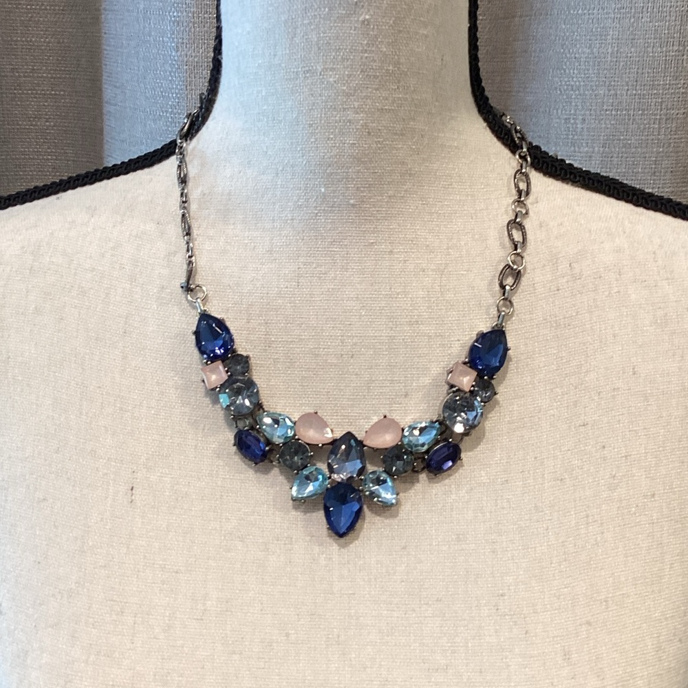 Elegant Blue and Pink Costume Gemstone Necklace